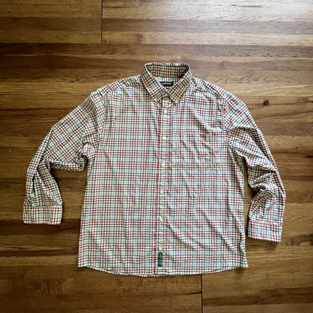Orvis Plaid Active Fit Non Stop Twill Men’s XL‎ Button DownLong Sleeve Shirt